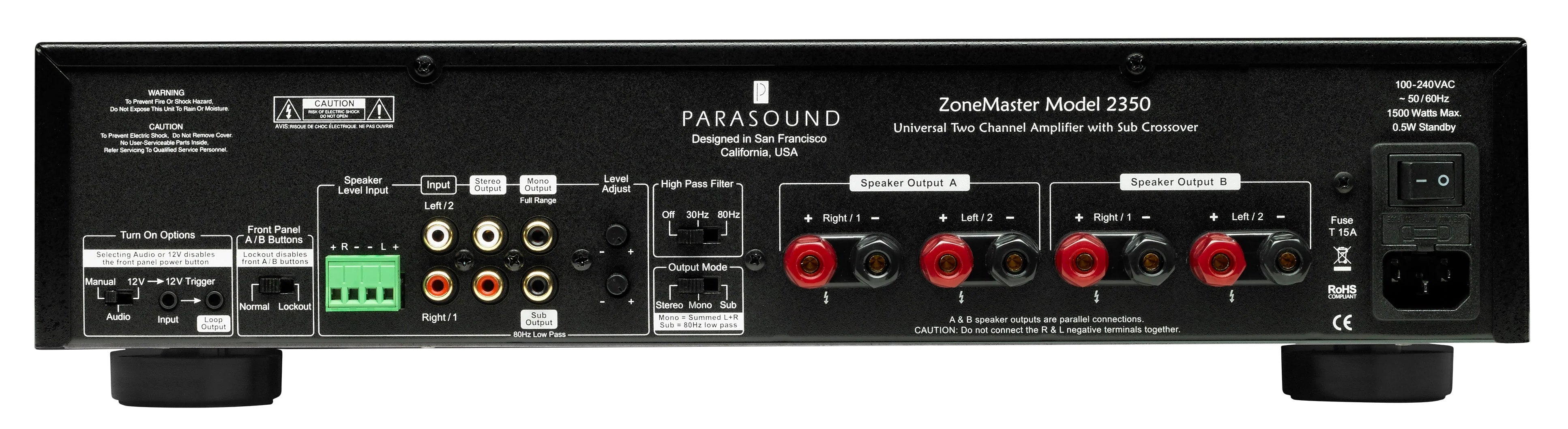 Parasound ZoneMaster 2350 Universal Two-Channel Amplifier - RockOnAV